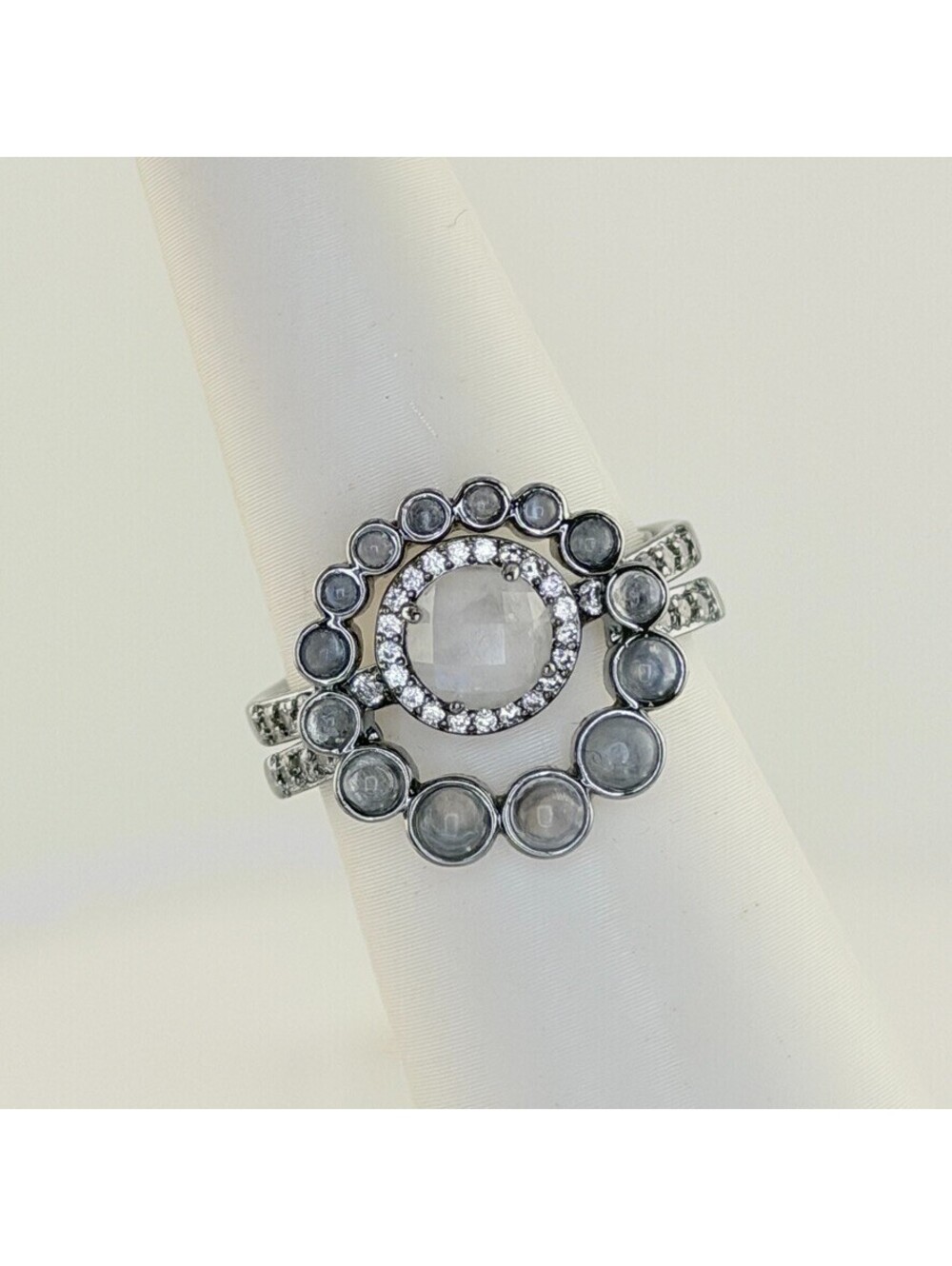 Bomb Party Halo Sz 8 2pc "Wild Heart Legacy" Genuine Moonstone on Hematite